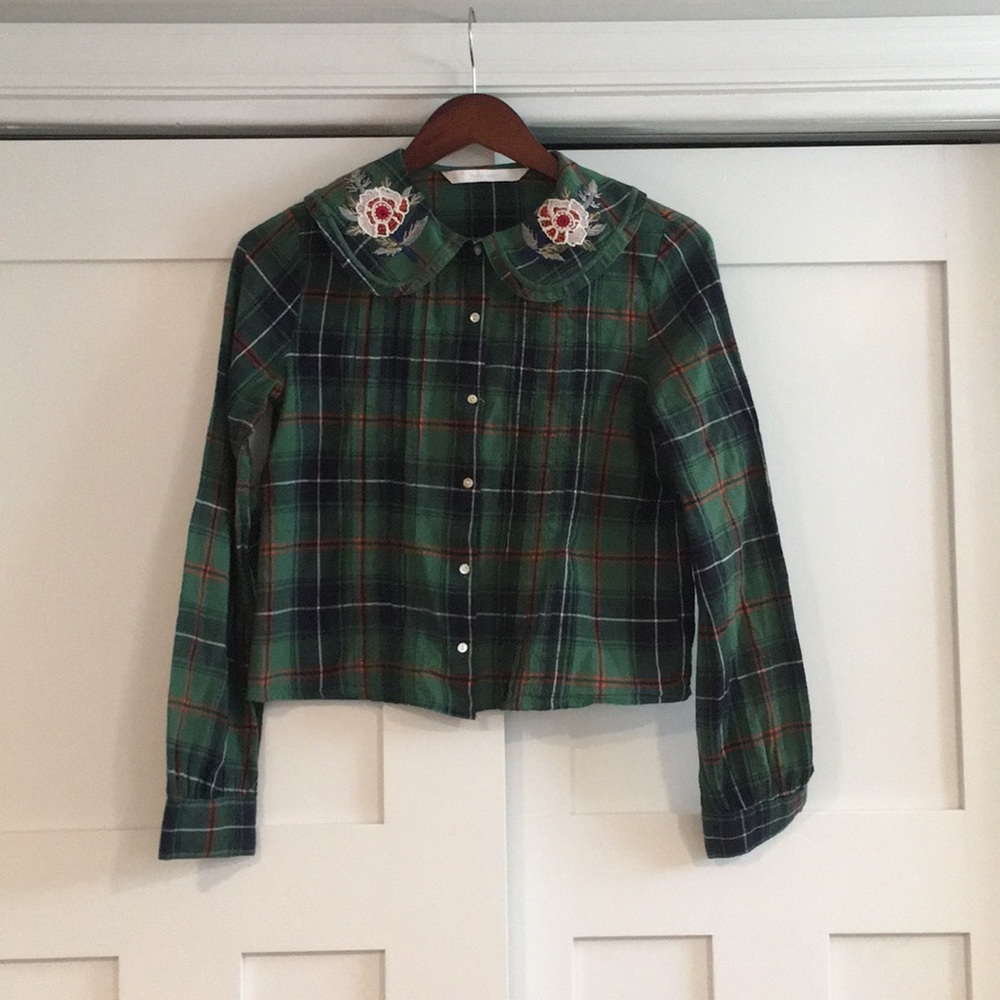 Zara plaid XS small long sleeve shirt